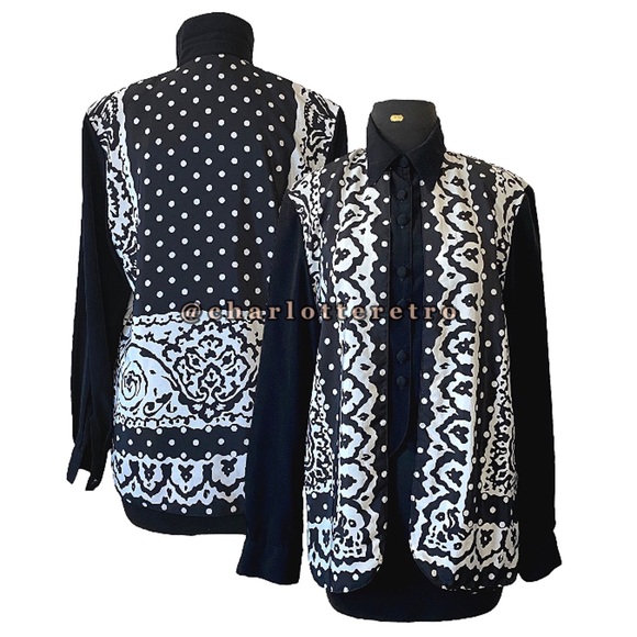 vtg Abstract Bandana Western Blouse - Picture 1 of 12